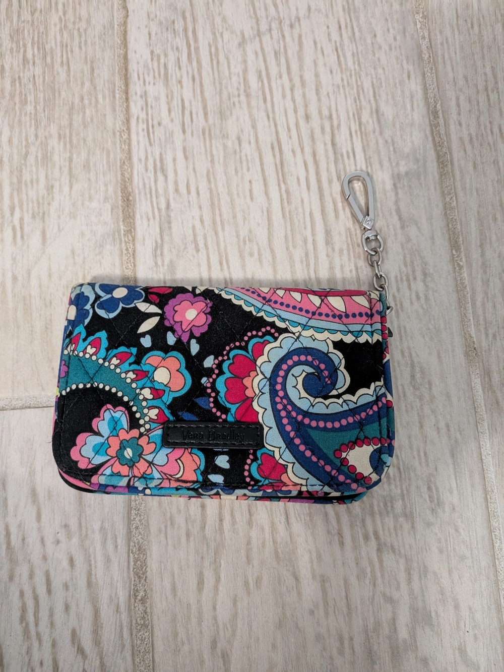 Vera Bradley Black Multi Floral Paisley Wristlet - Picture 1 of 3